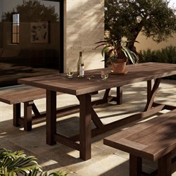 Stephie Rustic Natural Reclaimed Teak Rectangular Outdoor Dining Table - 118"W|