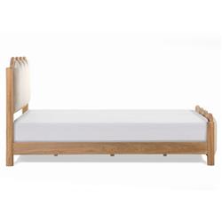 Stella Modern Natural Oak Wood Frame Cream Boucle Upholstered Wavy Bed - Queen|