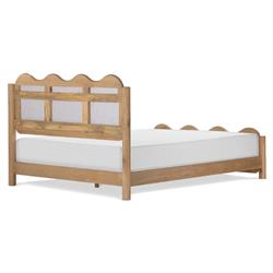 Stella Modern Natural Oak Wood Frame Cream Boucle Upholstered Wavy Bed - Queen|