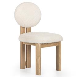 Cooper Modern Classic White Boucle Performance Oak Wood Dining Side Chair|
