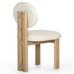 Cooper Modern Classic White Boucle Performance Oak Wood Dining Side Chair|