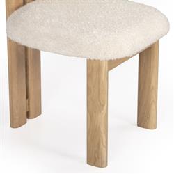 Cooper Modern Classic White Boucle Performance Oak Wood Dining Side Chair|