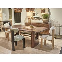 Cooper Modern Classic White Boucle Performance Oak Wood Dining Side Chair|