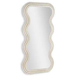 Stella Modern Classic White Wood Stepped Frame Rectangular Wavy Floor Mirror|