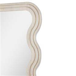 Stella Modern Classic White Wood Stepped Frame Rectangular Wavy Floor Mirror|
