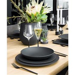 Manufacture Rock Modern Black Porcelain 12 Piece Dinnerware Set|