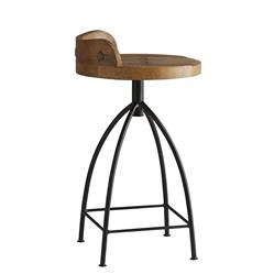 Henson Industrial Loft Antique Mango Wood Iron Swivel Counter Stool|