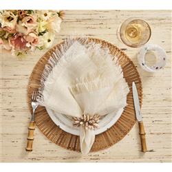 Pompeii Shell Fringe Coastal Natural Seashells Napkin Ring - Set of 4|