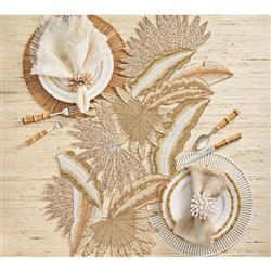 Pompeii Shell Fringe Coastal Natural Seashells Napkin Ring - Set of 4|