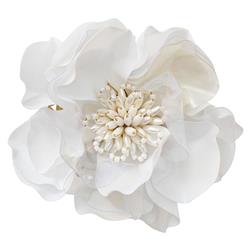 Gardenia Modern White Petal Beads Gold Metal Napkin Ring - Set of 4|