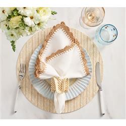 Jacqueline Coastal Natural Ruffle Rattan Napkin Ring - Set of 4|