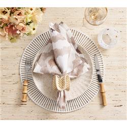 Jacqueline Coastal Natural Ruffle Rattan Napkin Ring - Set of 4|