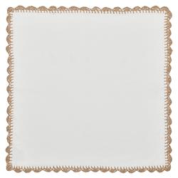 Ida Shell Edge Coastal White Linen Raffia Trim Napkin - Set of 4|