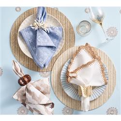 Fez Global Bazaar Blue Linen Napkin - Set of 4|