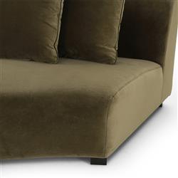 Zoe Modern Green Velvet Black Birch Wood 2 Piece Curved Sectional - 176"Wx67"D|