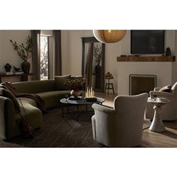 Zoe Modern Green Velvet Black Birch Wood 2 Piece Curved Sectional - 176"Wx67"D|