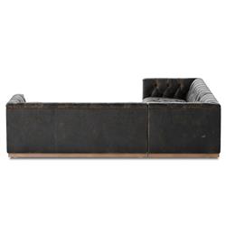 Emmy Rustic Black Leather Nailhead Trim 3 Piece Sectional Sofa - 101"Wx101"D|