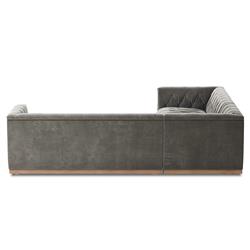 Emmy Rustic Grey Velvet Nailhead Trim 3 Piece Sectional Sofa - 101"Wx101"D|