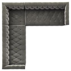 Emmy Rustic Grey Velvet Nailhead Trim 3 Piece Sectional Sofa - 101"Wx101"D|