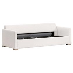 Davis Modern Classic White Upholstered Grey Oak Cushion Back Sleeper Sofa - 86"W|