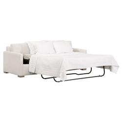 Davis Modern Classic White Upholstered Grey Oak Cushion Back Sleeper Sofa - 86"W|