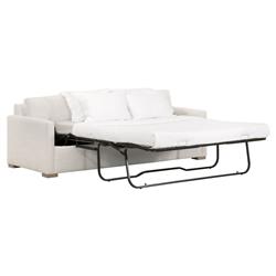 Davis Modern Classic White Upholstered Grey Oak Cushion Back Sleeper Sofa - 86"W|