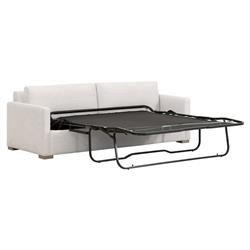 Davis Modern Classic White Upholstered Grey Oak Cushion Back Sleeper Sofa - 86"W|