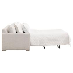 Davis Modern Classic White Upholstered Grey Oak Cushion Back Sleeper Sofa - 86"W|