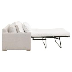 Davis Modern Classic White Upholstered Grey Oak Cushion Back Sleeper Sofa - 86"W|