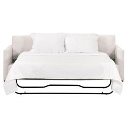 Davis Modern Classic White Upholstered Grey Oak Cushion Back Sleeper Sofa - 86"W|