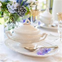 Finezza Global Bazaar Cream Ceramic Oval Soup Tureen|