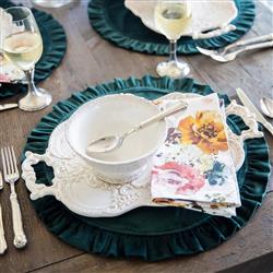 Finezza Global Bazaar Antique White Ceramic Baroque Tray|