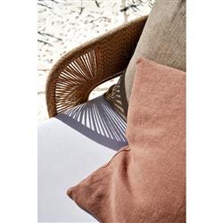 Rina Ellen Coastal White Upholstered Natural Rattan Outdoor Lounge Chaise|