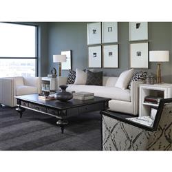 Century Grand Updated Traditional Ebonized Oak Rectangular Storage Coffee Table|