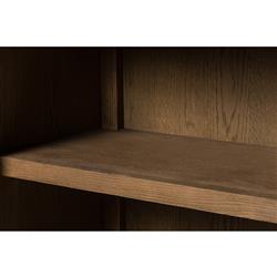 Ivan Mid Century Modern Black Oak Wood Brass Iron 2 Door Arched China Cabinet|