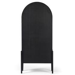 Ivan Mid Century Modern Black Oak Wood Brass Iron 2 Door Arched China Cabinet|