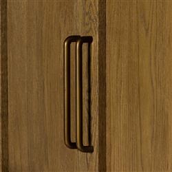 Ivan Mid Century Modern Brown Oak Wood Brass Iron 2 Door Arched China Cabinet|