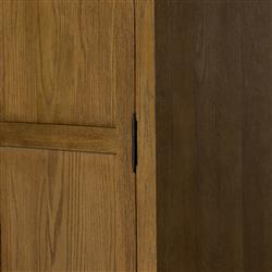 Ivan Mid Century Modern Brown Oak Wood Brass Iron 2 Door Arched China Cabinet|