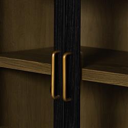 Ivan Mid Century Modern Black Oak Wood Brass Iron 4 Door Sideboard|