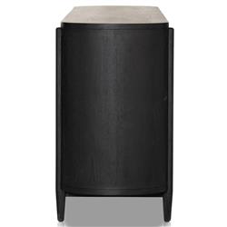 Ivan Mid Century Modern Black Oak Wood Brass Iron 4 Door Sideboard|