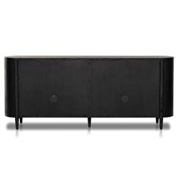 Ivan Mid Century Modern Black Oak Wood Brass Iron 4 Door Sideboard|