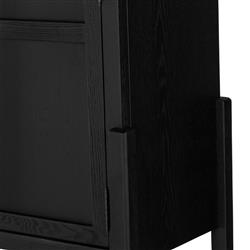 Ivan Mid Century Modern Black Oak Wood Brass Iron 2 Door Bar Cabinet|