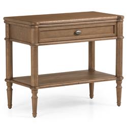 Tacorey Rustic Lodge Brown Solid Oak Wood 1 Drawer Nightstand|