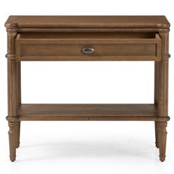 Tacorey Rustic Lodge Brown Solid Oak Wood 1 Drawer Nightstand|