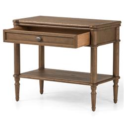Tacorey Rustic Lodge Brown Solid Oak Wood 1 Drawer Nightstand|