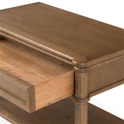 Tacorey Rustic Lodge Brown Solid Oak Wood 1 Drawer Nightstand|
