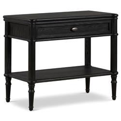 Tacorey Rustic Lodge Black Solid Oak Wood 1 Drawer Nightstand|