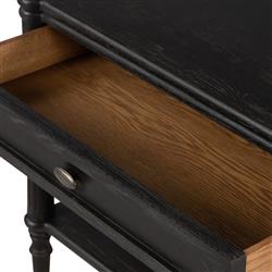 Tacorey Rustic Lodge Black Solid Oak Wood 1 Drawer Nightstand|