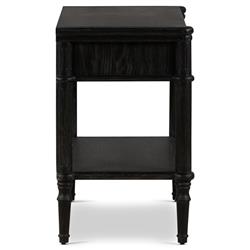 Tacorey Rustic Lodge Black Solid Oak Wood 1 Drawer Nightstand|