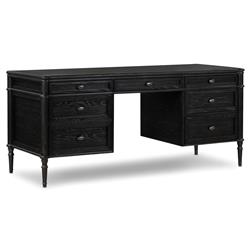 Tacorey Rustic Lodge Black Solid Oak Wood 7 Drawer Executive Desk|